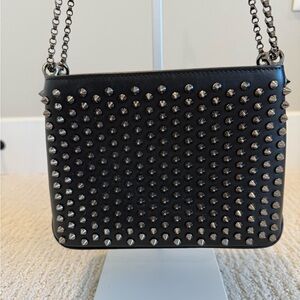Christian Louboutin Triloubi Small Shoulder Bag Calf Leather Black